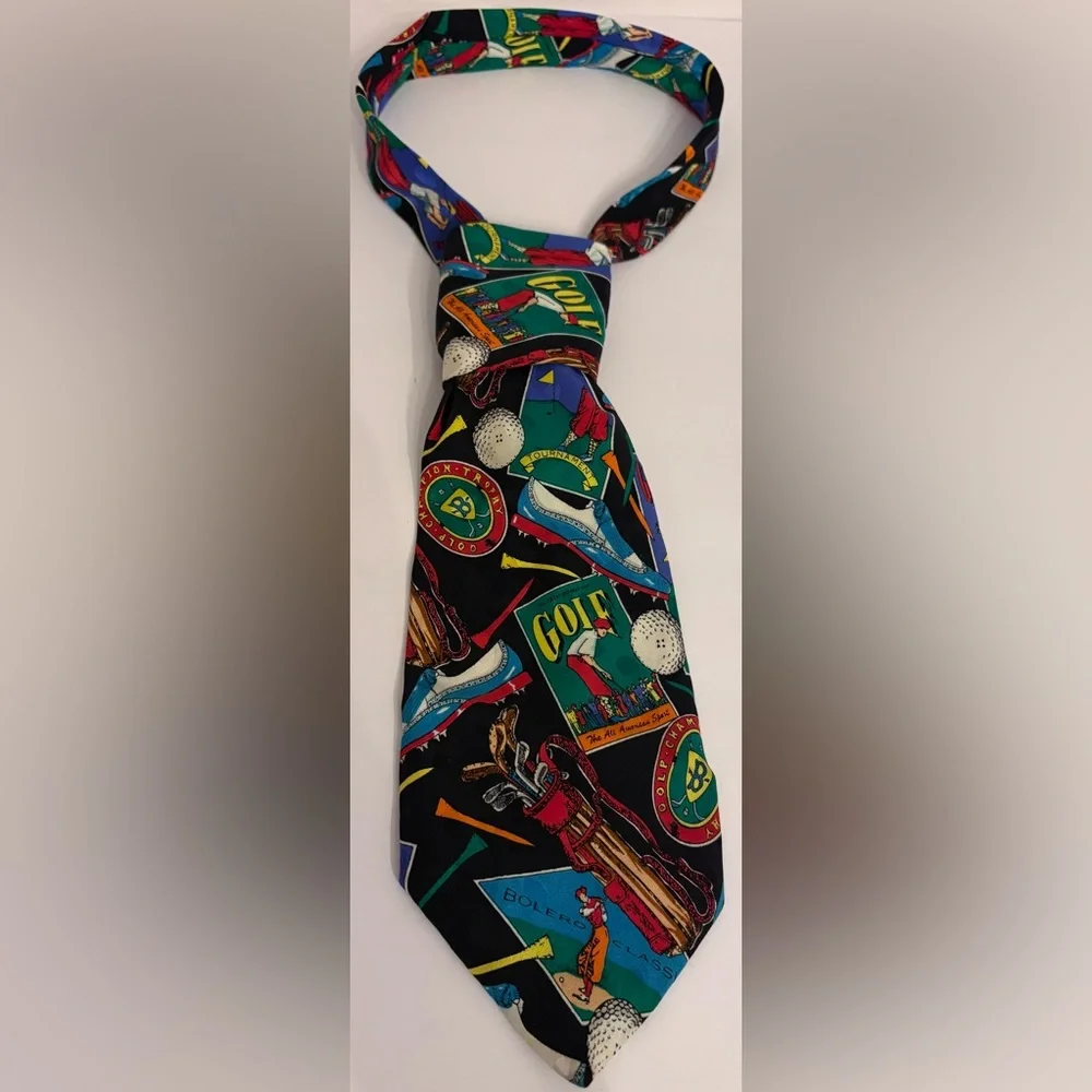 Addiction Golf Tournament Theme Men's 100% Silk Hand Made Necktie